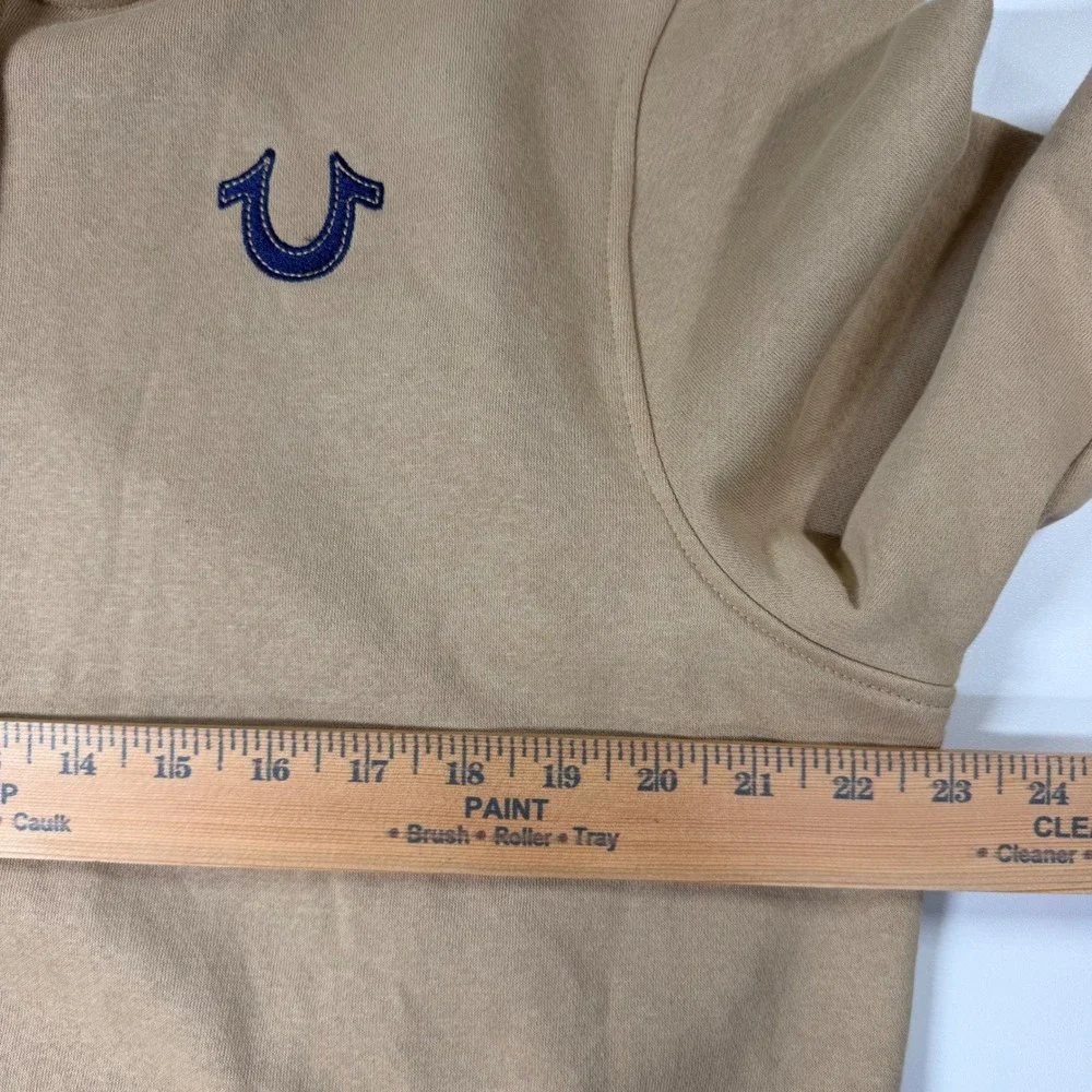True Religion True Emb Zip Hoodie Men XL Travertine Tan Logo Graphic Sweatshirt